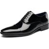 imageDECARSDZ Mens Faux Patent Leather Classic Laceup Formal Oxford Tuxedo Dress ShoesBlack
