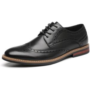 imageDECARSDZ Mens Classic Oxford Wingtip Modern Formal Lace Up Dress Shoes Wedding ShoeBlack041