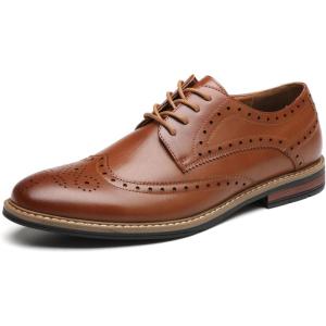 imageDECARSDZ Mens Classic Oxford Wingtip Modern Formal Lace Up Dress Shoes Wedding ShoeBrown041