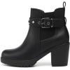 imageDECARSDZ Womens Ankle Boots Elastic SlipOn Chunky Heel Platform Fashion Booties ShoesBlack
