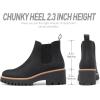 imageDECARSDZ Womens Chunky Platform Chelsea Boot With Elastic Low Wedge Heel Slip On For Fall Work Suede Leather Classic Style Ankle Boots WomenBlack