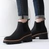 imageDECARSDZ Womens Chunky Platform Chelsea Boot With Elastic Low Wedge Heel Slip On For Fall Work Suede Leather Classic Style Ankle Boots WomenBlack