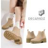 imageDECARSDZ Womens Chunky Platform Chelsea Boot With Elastic Low Wedge Heel Slip On For Fall Work Suede Leather Classic Style Ankle Boots WomenNude