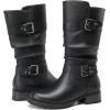 imageDECARSDZ Womens Fashion Mid Calf Black Boots For Women Dress Boot With Chunky Low Heel Style Zipper Comfort BootiesGrey