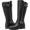 imageDECARSDZ Womens KneeHigh Boots Fashion Riding Booite Metal Buckle Calf BootBlack