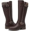 imageDECARSDZ Womens KneeHigh Boots Fashion Riding Booite Metal Buckle Calf BootBrown