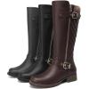 imageDECARSDZ Womens KneeHigh Boots Fashion Riding Booite Metal Buckle Calf BootBrown