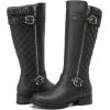 imageDECARSDZ Womens KneeHigh Boots Fashion Riding Booite Metal Buckle Calf BootGrey