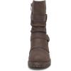 imageDECARSDZ Womens Motorcycle Boots Mid Calf PU Leather Biker Boots  Stylish Womens Black Brown Riding Boots for Motorcycle Combat and FestivalBrown