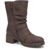 imageDECARSDZ Womens Motorcycle Boots Mid Calf PU Leather Biker Boots  Stylish Womens Black Brown Riding Boots for Motorcycle Combat and FestivalBrown