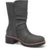 imageDECARSDZ Womens Motorcycle Boots Mid Calf PU Leather Biker Boots  Stylish Womens Black Brown Riding Boots for Motorcycle Combat and FestivalGrey