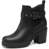 imageDECARSDZ Womens Ankle Boots Elastic SlipOn Chunky Heel Platform Fashion Booties ShoesBlack