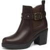 imageDECARSDZ Womens Ankle Boots Elastic SlipOn Chunky Heel Platform Fashion Booties ShoesBrown