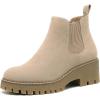 imageDECARSDZ Womens Chunky Platform Chelsea Boot With Elastic Low Wedge Heel Slip On For Fall Work Suede Leather Classic Style Ankle Boots WomenNude