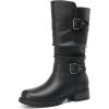 imageDECARSDZ Womens Fashion Mid Calf Black Boots For Women Dress Boot With Chunky Low Heel Style Zipper Comfort BootiesBlack