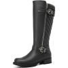 imageDECARSDZ Womens KneeHigh Boots Fashion Riding Booite Metal Buckle Calf BootGrey
