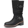 imageDECARSDZ Womens MidCalf Boots Fashion Classic Comfy Biker Motorcycle Riding Low Heel Dress Boot ShoesBlack