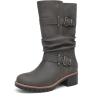 imageDECARSDZ Womens MidCalf Boots Fashion Classic Comfy Biker Motorcycle Riding Low Heel Dress Boot ShoesGrey