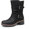 imageDECARSDZ Womens Motorcycle Boots Mid Calf PU Leather Biker Boots  Stylish Womens Black Brown Riding Boots for Motorcycle Combat and FestivalBlack
