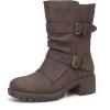 imageDECARSDZ Womens Motorcycle Boots Mid Calf PU Leather Biker Boots  Stylish Womens Black Brown Riding Boots for Motorcycle Combat and FestivalBrown