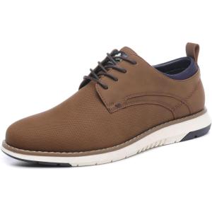 imageDECARSDZ Mens Dress Shoes Casual Oxford Shoes Business Formal Derby Sneakers Walking ShoeBrown