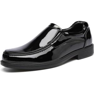 imageDECARSDZ Mens Faux Patent Leather Tuxedo Classic Formal Loafers Dress ShoesBlack