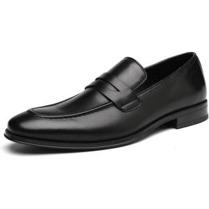 imageDECARSDZ Mens SlipOn Penny Loafer Casual Dress Shoes Black Wedding Formal Work Pointed Toe Men Tuxedo ShoesBlack36