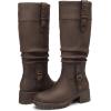 imageDECARSDZ Womens Knee High Black Leather Boots Chunky Low Heels Boot Stylish Tall Boots for WomenBrown
