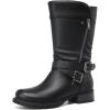 imageDECARSDZ Womens MidCalf Boots Fall Low Heel Fashion Ladies Combat Motorcycle BootsBlack