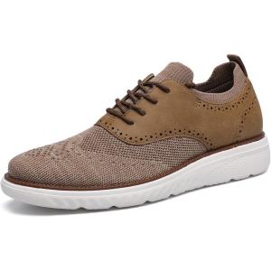 imageDECARSDZ Mens Casual Dress Shoes Knit Lightweight Breathable LaceUp Shoes Walking Work Sneakers Fashion SneakerBeige