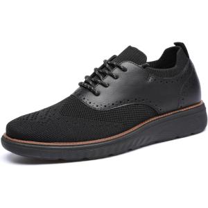 imageDECARSDZ Mens Casual Dress Shoes Knit Lightweight Breathable LaceUp Shoes Walking Work Sneakers Fashion SneakerBlack
