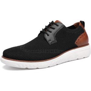 imageDECARSDZ Mens Casual Oxfords Shoes Breathable Knit Leisure Mesh Sneakers LaceUp Lightweight Walking Fashion SneakerBlack