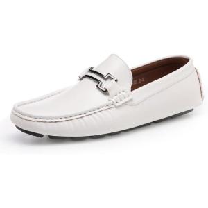 imageDECARSDZ Mens Casual Slip on Soft Lightweight Driving Penny Loafers for Men Shoes White