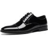imageDECARSDZ Mens Classic Faux Patent Leather Laceup Oxford Tuxedo Dress Shoes Black Use for Business Wedding Formal Dinners Church Services Theatre PerformanceBlack