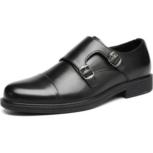 imageDECARSDZ Mens Double Monk Strap Slip on Loafer Shoes for Business Casual Comfortable Dress Shoes for MenBlack