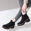 imageDECARSDZ Womens Chunky Platform Chelsea Boot With Elastic Low Wedge Heel Slip On For Fall Work Suede Leather Classic Style Ankle Boots WomenBlack Suede