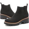 imageDECARSDZ Womens Chunky Platform Chelsea Boot With Elastic Low Wedge Heel Slip On For Fall Work Suede Leather Classic Style Ankle Boots WomenBlack Suede