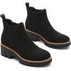 imageDECARSDZ Womens Chunky Platform Chelsea Boot With Elastic Low Wedge Heel Slip On For Fall Work Suede Leather Classic Style Ankle Boots WomenBlack Suede