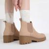 imageDECARSDZ Womens Chunky Platform Chelsea Boot With Elastic Low Wedge Heel Slip On For Fall Work Suede Leather Classic Style Ankle Boots WomenNude