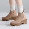 imageDECARSDZ Womens Chunky Platform Chelsea Boot With Elastic Low Wedge Heel Slip On For Fall Work Suede Leather Classic Style Ankle Boots WomenNude