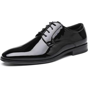 imageDECARSDZ Mens Classic Formal Oxford Laceup Patent Leather Shoe for Men Wedding Suit Tuxedo Dress ShoesBlack45