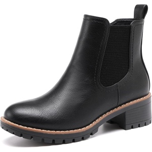 image:imageDECARSDZ Womens Chunky Heel Chelsea Booties Fashion Slipon Ankle Boot with Elastic Side Band Casual Women BootsBlack